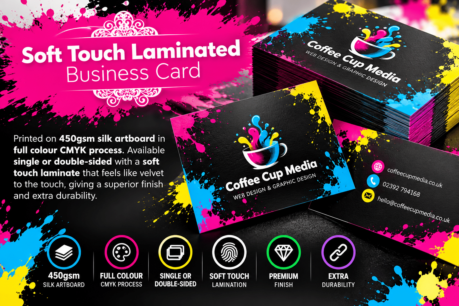 Soft Touch Laminated Business Cards 450gsm Single Sided Qty 500 - Image 6