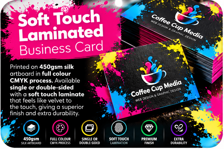Soft Touch Laminated Business Cards 450gsm Single Sided Qty 500