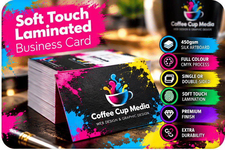 Soft Touch Laminated Business Cards 450gsm Single Sided Qty 500 - Image 3