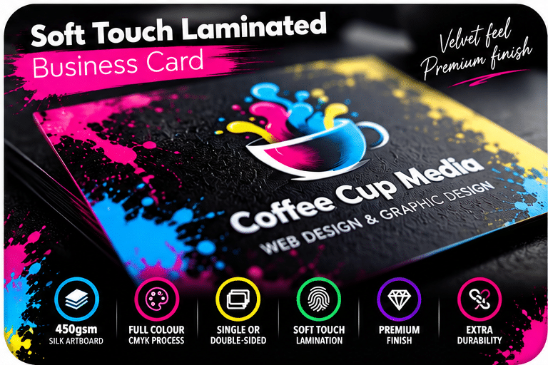 Soft Touch Laminated Business Cards 450gsm Single Sided Qty 500 - Image 5