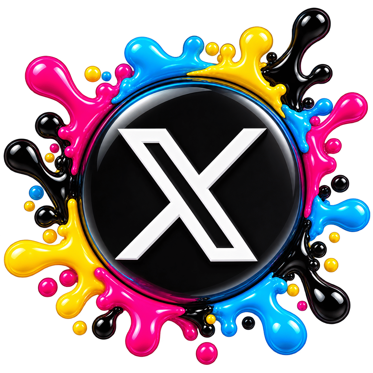 Glossy X Logo Splash Badge